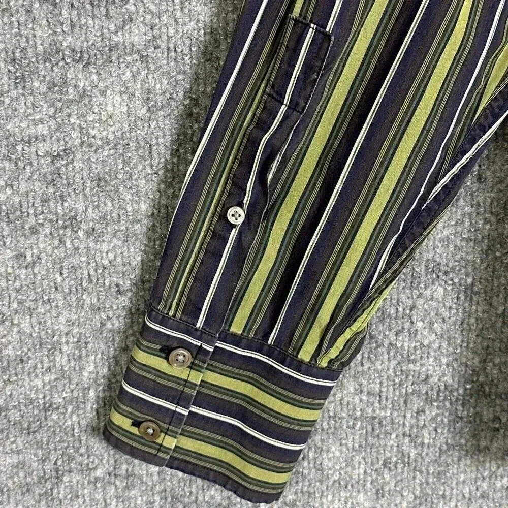 Vintage Banana Republic Shirt‎ Mens Medium Stripe Multicolor Faded Button Up